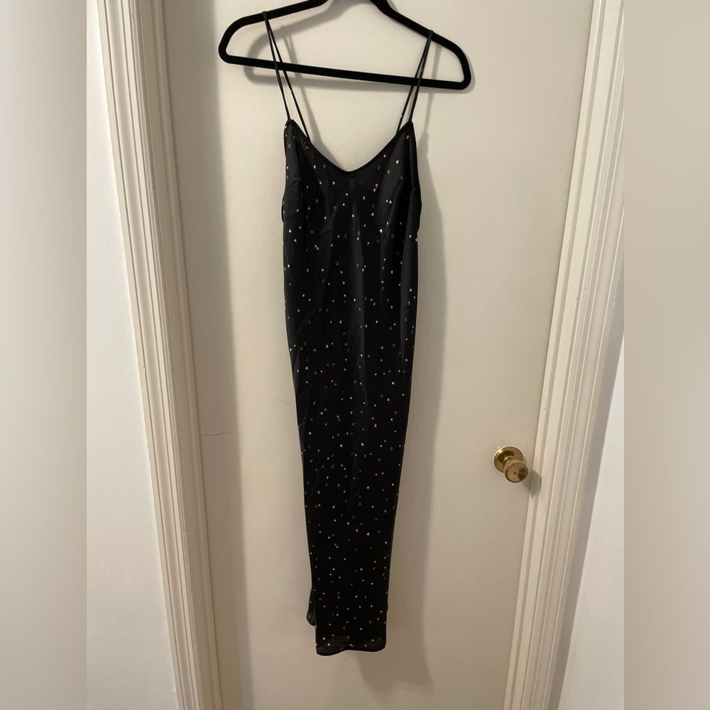 INTIMATELY FREE PEOPLE Easy To Love Heart Slip Dress Nighty Black w/ hearts XS